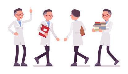 Male scientist walking