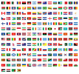 Fototapeta All national flags of the world with names - high quality vector flag isolated on white background obraz