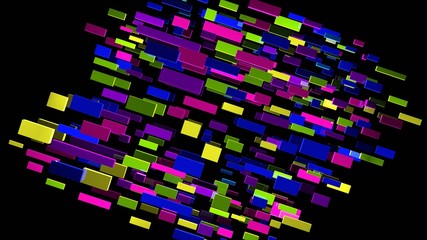 Abstract background. Multicolor geometric shapes. 3d illustration. Glass rectangles. Vivid blocks. Simple abstract backdrop. Digital image.