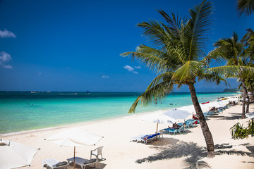 Obraz na płótnie Canvas Tropical vacation on White beach at Boracay island, Philiphines.
