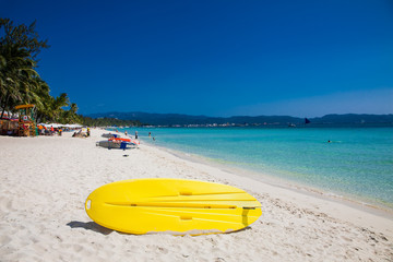 Board for windsurfing on March  at White Beach Boracay. Philippines
