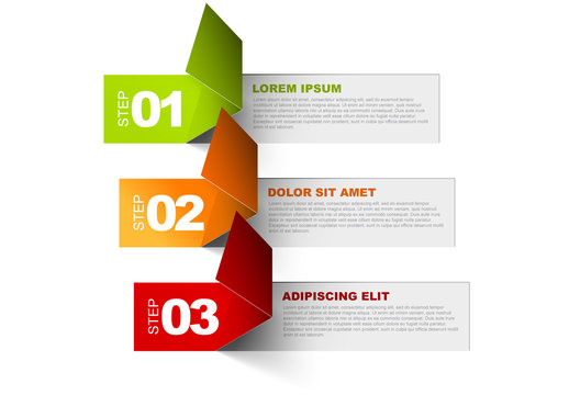 3 Steps Paper Tab Infographic