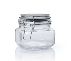 Close-up glass jar with lid