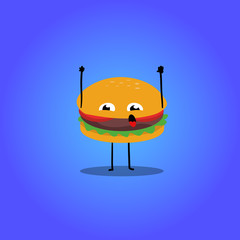 Hamburger eğlenceli çizgi karakter