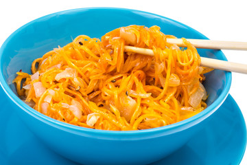 Spicy salad of pumpkin, carrot, onion