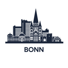 Bonn Skyline Emblem - obrazy, fototapety, plakaty