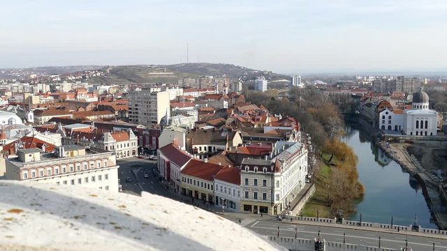 Aerial view from the city hall tower over Oradea town center