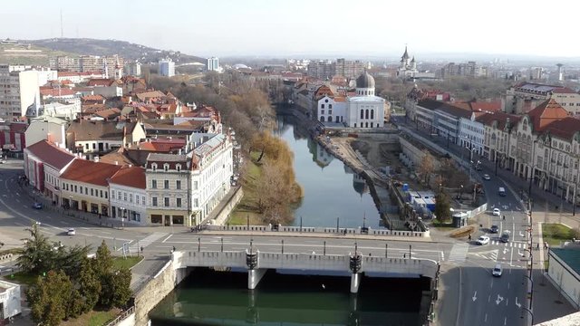 Aerial view from the city hall tower over Oradea town center