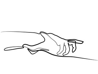 Continuous line drawing. Holding man and woman hands together. Vector illustration