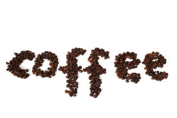 Coffee inscription made with coffee beans