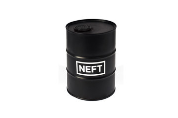 Black metal barrel NEFT with oil