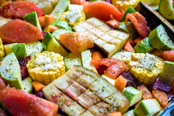 Autumn fall vegetables Rural kitchen table - flat lay composition from above, top view .