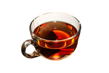 tea in glass Cup on isolated white background