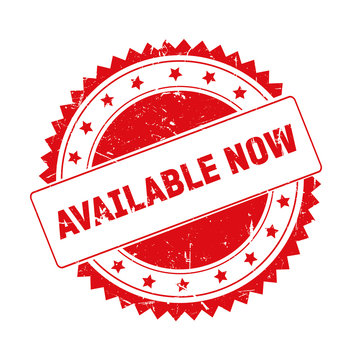 Available Now red grunge stamp isolated