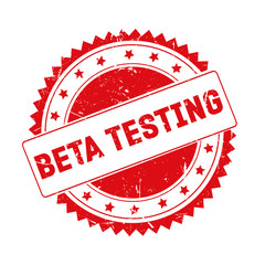Beta Testing red grunge stamp isolated