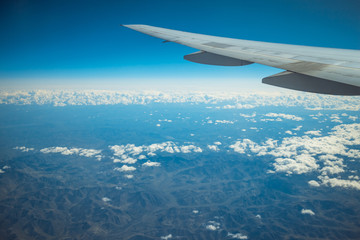 Fototapeta premium sky under the airplane, copy space