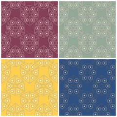 Fototapeta na wymiar Set of colored seamless backgrounds with geometric patterns