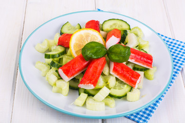 Spicy salad with crab sticks