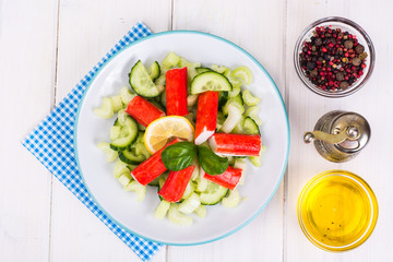 Spicy salad with crab sticks