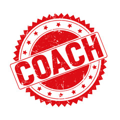 Coach red grunge stamp isolated