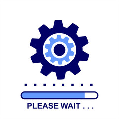 Please wait flat icon. Vector graphic illustration.