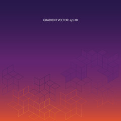 Gradient vector background from purple to orange. Modern trend colors with subtle geometric isometric grid.