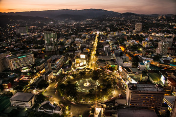 Panorama of Cebu city in sunset,  Philippines.