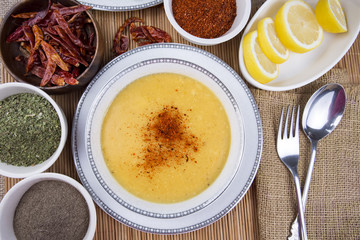 Traditional delicious Turkish cuisine; lentil soup