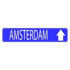 ROAD SIGN ON WHITE BACKGROUND AMSTERDAM