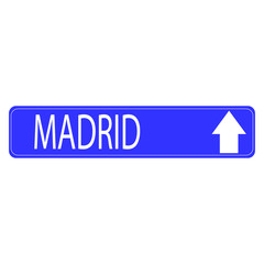ROAD SIGN ON WHITE BACKGROUND MADRID