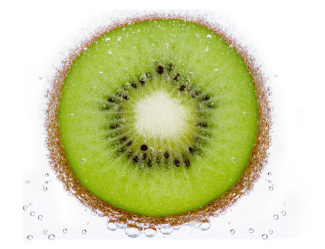 sliced kiwi covered with bubbles