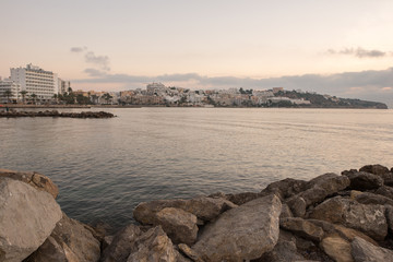 A golden sunrise in the sea of Ibiza