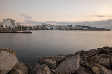 A golden sunrise in the sea of Ibiza