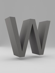  alphabet of simple 3d letters. Sans bold. Upper cases Black