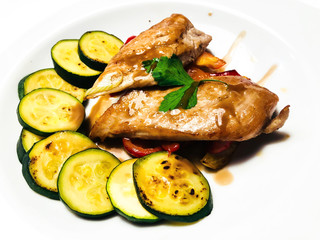 Fitness menu. Chicken breast with zucchini grill
