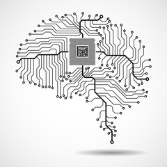 Abstract technological brain. Cpu. Circuit board. Vector