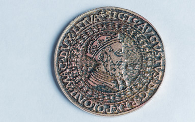 old gold coins on white background