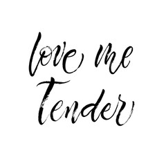 Love Me Tender Postcard. St.Valentine's Day message. Dry brush lettering. Modern calligraphy poster in expressive style