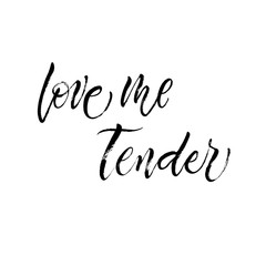 Love Me Tender Postcard. St.Valentine's Day message. Dry brush lettering. Modern calligraphy poster in expressive style