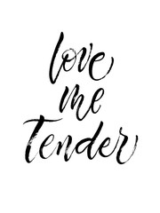 Love Me Tender Postcard. St.Valentine's Day message. Dry brush lettering. Modern calligraphy poster in expressive style