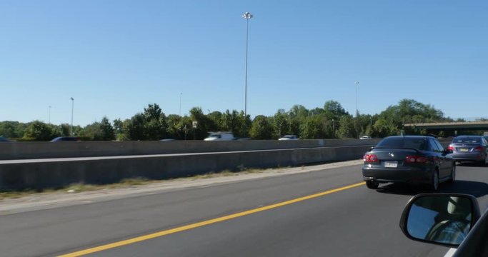 Driving on I-95 South on Highway in Virginia Blue Sky 10bit, 4K
