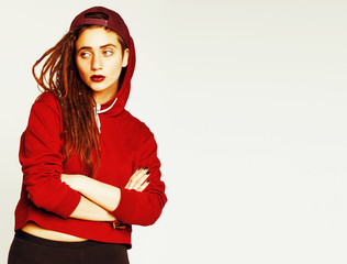 real caucasian woman with dreadlocks hairstyle funny cheerful fa