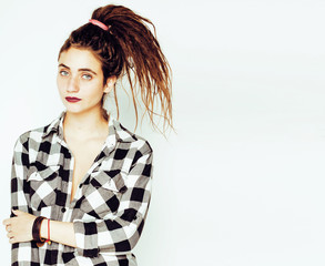 real caucasian woman with dreadlocks hairstyle funny cheerful fa