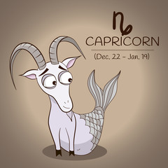 Capricorn zodiac sign, character for horoscope design in vector EPS10