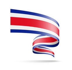 Costa Rica flag in the form of wave ribbon.