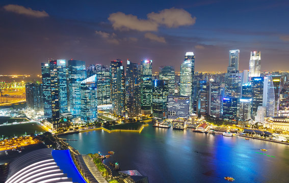 Aerial skyline of Singapore Downtown