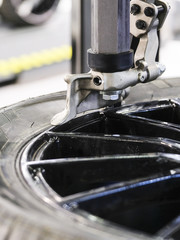 Modern tire machine in the service station