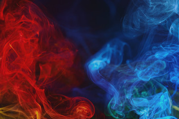 red and blue swirling smoke