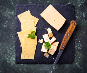 Various type of sliced cheese