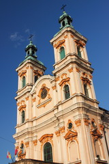 Fototapeta na wymiar Zabytkowy kościół Opatrzności Bożej w Bielsku-Białej z XVIII wieku.